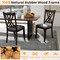Wooden Dining Chairs Set of 2 Cushioned Linen Seat High Back Kitchen Chairs
